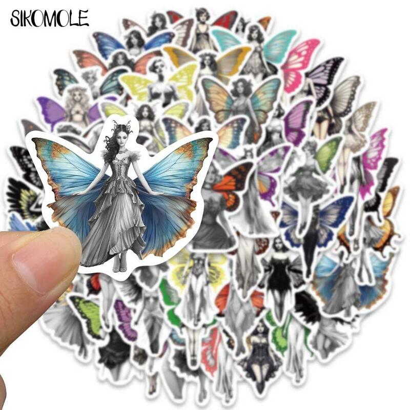 10/30/50PCS Colorful Butterfly Winged Girl Stickers Kawaii DIY Travel Luggage Guitar Fridge Laptop Graffiti Sticker Kids Decals