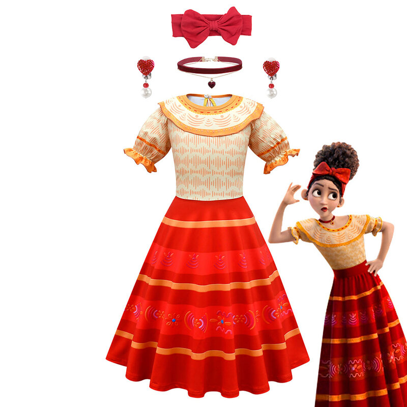 Disney Encanto Trang Phục Đầm Công Chúa Phù Hợp Với Nét Quyến Rũ Cho Bạn Gái Cosplay Isabela Carnival Sinh Nhật Giáng Sinh Bé Gái Quần Áo Túi