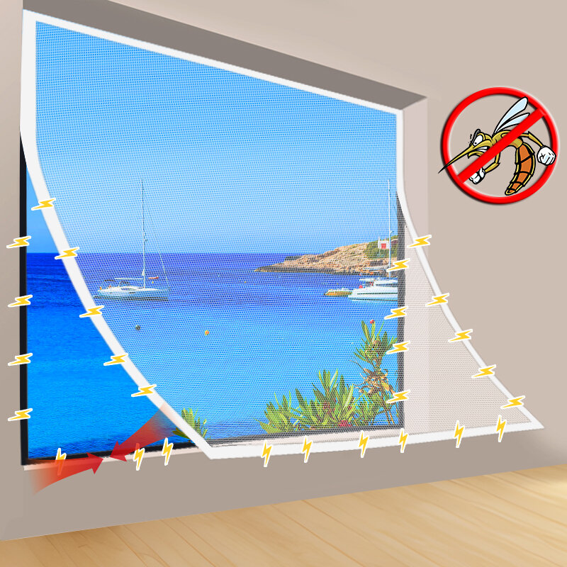 DTGJ mosquitera magnética para ventanas, tamaño personalizado, malla de fibra de vidrio Invisible blanca, tul de aire, cortinas antiinsectos y moscas