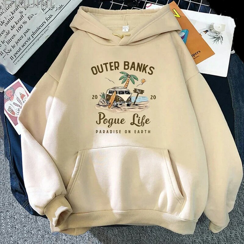 Outer Banks hoodie grafis hidup wanita, Hoodie estetika mode musim gugur/musim dingin baru gaya Kpop wanita