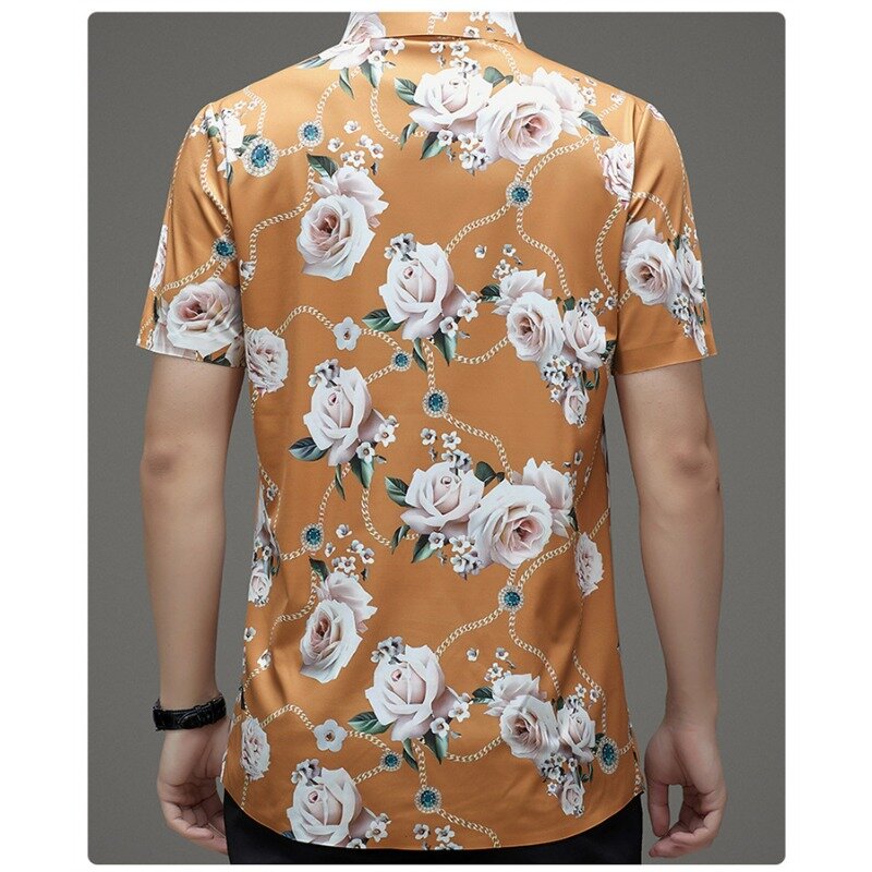 4 색! 남성용 통기성 반팔 셔츠, 트렌디 패턴, 캐주얼 멋진 패션 티셔츠, 2024 여름 신상