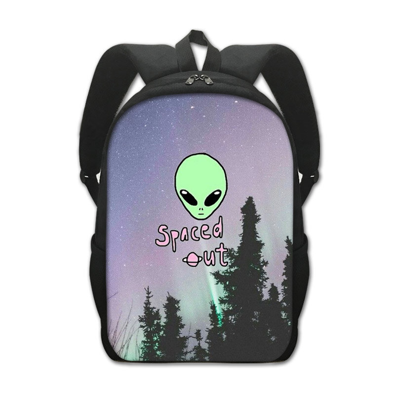 Śmieszne nadruk z kosmitą plecak dla studentów dzieci chłopcy chłopcy plecaki Ufo dzieci torba dla nastolatki szkolne torby na laptopa prezent