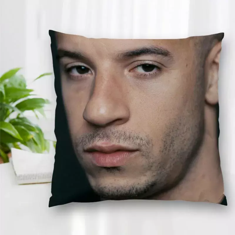 Taie d'oreiller en polyester avec fermeture éclair, taie d'oreiller décorative personnalisée, acteurs célèbres Vin Diesel, housse carrée, 40x40cm