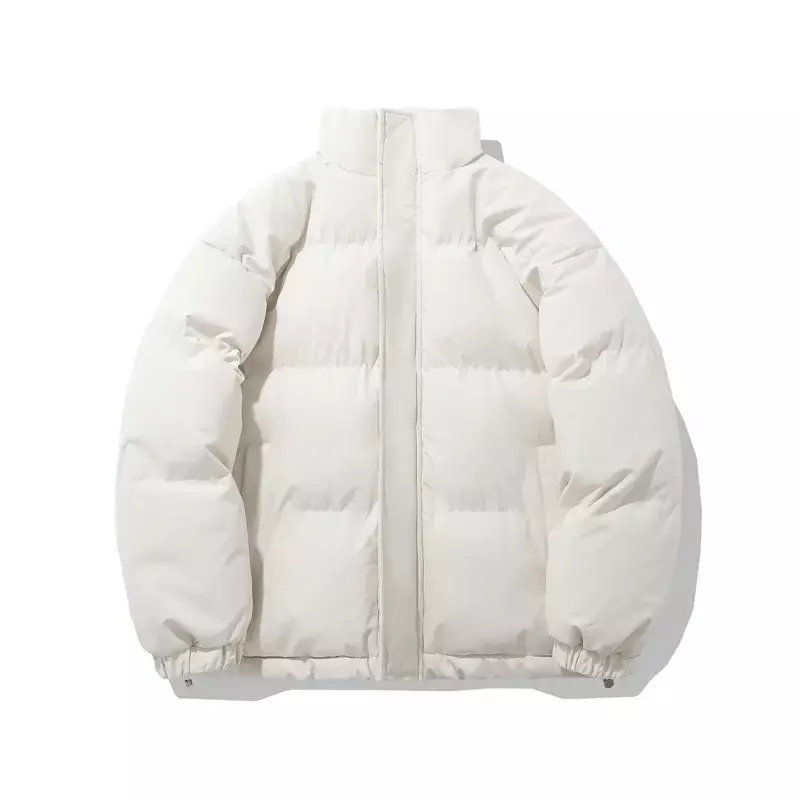 Jaqueta puffer quente vintage feminina, design de zíper de gola alta, casaco acolchoado de algodão, outono e inverno, Y2K