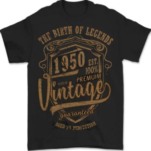 T-shirt Masculina O Nascimento das Lendas, 100% Algodão, 73 ° Aniversário, 1950