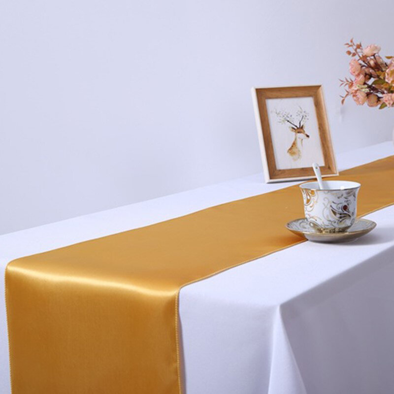 1pcs Solid Color Satin Table Runner Quality Table Cover For Home Wedding Banquet Festival Party Catering Hotel Table Decoration