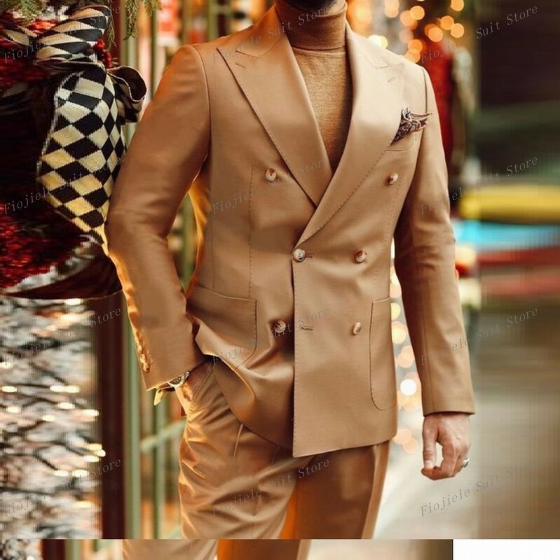 Terno de padrinho dourado masculino, conjunto de duas peças, calça blazer, smalking masculino, casual, formal, casamento, festa, formatura, negócios, novo