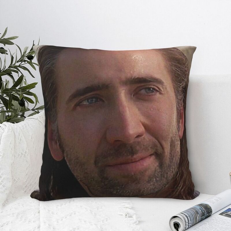 Sarung bantal persegi Nicolas Cage Merch untuk bantal Sofa lempar