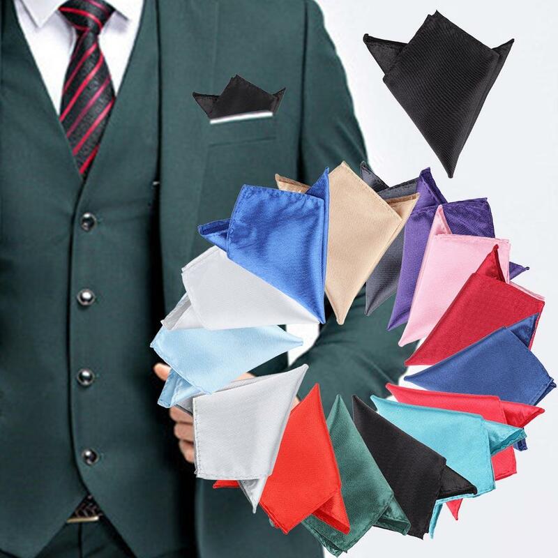 Атласный простой квадратный деловой карман для свадебного платья, 15 цветов, стандартный однотонный Карманный квадратный шелковый носовой платок