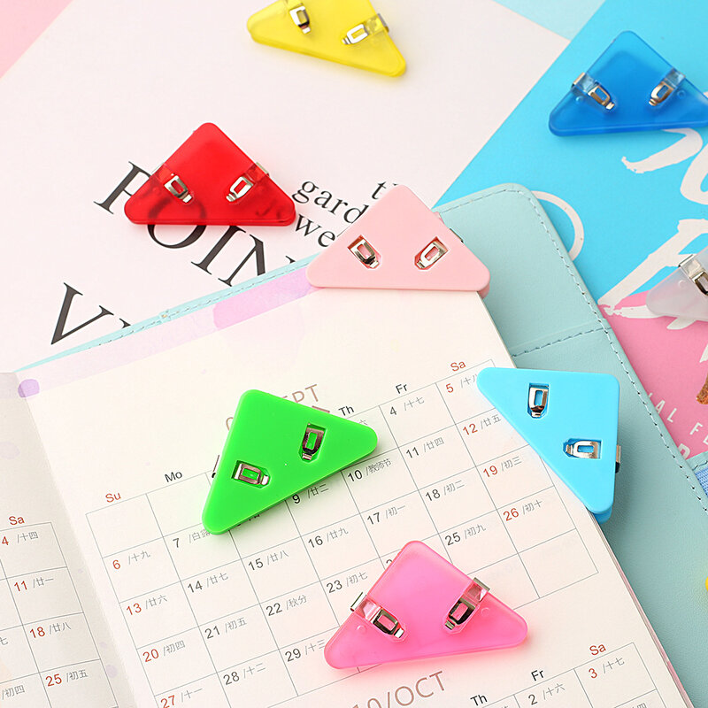 5Pcs/Set Solid Color Triangle Corner Clips Page Holder Paper Clip Office Accessories Photo Clamp School Supplies Stationary