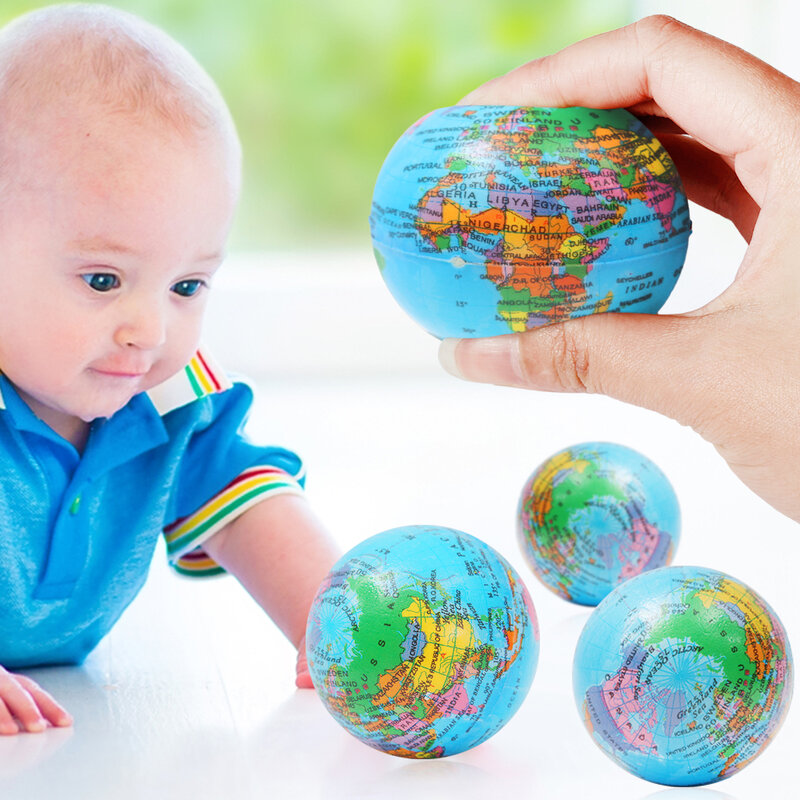 Earth Squeeze Balls Soft Foam Globe Stress Relief Squeeze Toys Hand Wrist Exercise Sponge Toy For Kids Adults Educational Gifts