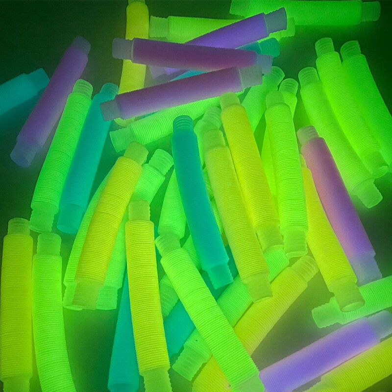 5 pçs luminosa pop tubos de brinquedo sensorial para adulto fidget stress aliviar brinquedos autismo anti stress fole plástico crianças apertar brinquedo