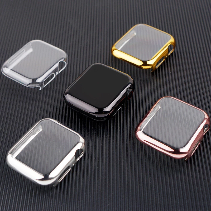 Coque antichoc en silicone pour Apple Watch, protecteur d'écran iWatch, 44mm, 40mm, 45mm, 41mm, 42mm, 38mm, série 3, 6, SE, 7, 8, 9