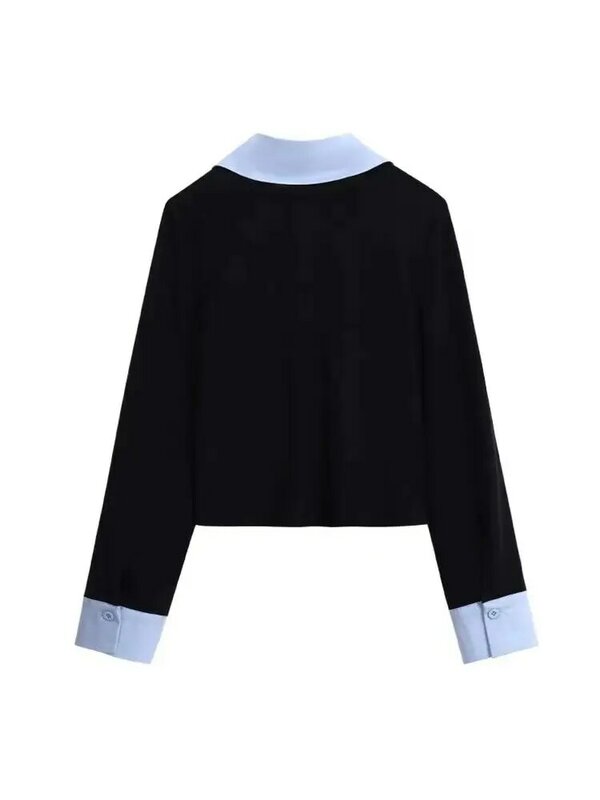 Conjunto curto de camisa polo com gola polo, edição coreana, estilo de academia, duas peças falsas, primavera e outono