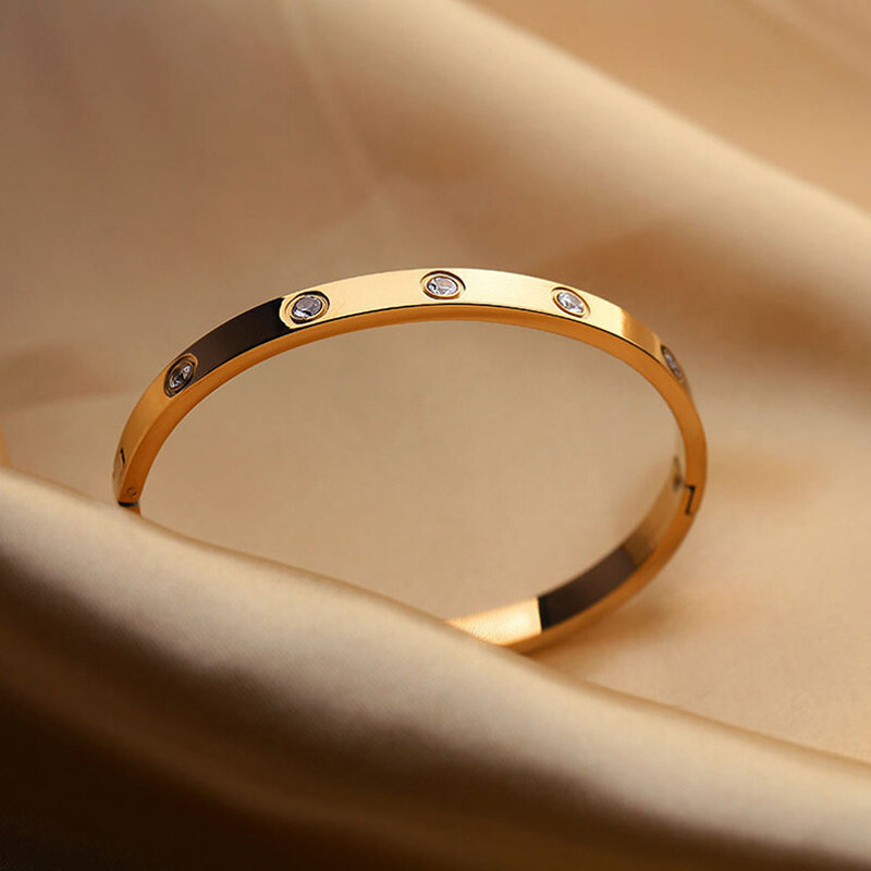 Moda amor jóias feminino pulseira de titânio aço casal jóias pulseira novo design zircão e cruz pulseiras jóias presente