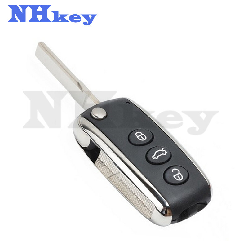 벤틀리 자동차 키 쉘 케이스 커버, 3 버튼 변형 접이식 플립 블랭크, 원격 자동차 키