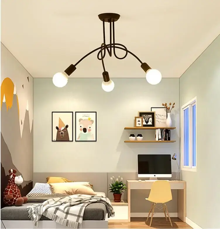 Plafoniera americana retrò in ferro battuto LED E27 lampadario lampada in bianco e nero decorazione soggiorno apparecchio di illuminazione per la casa