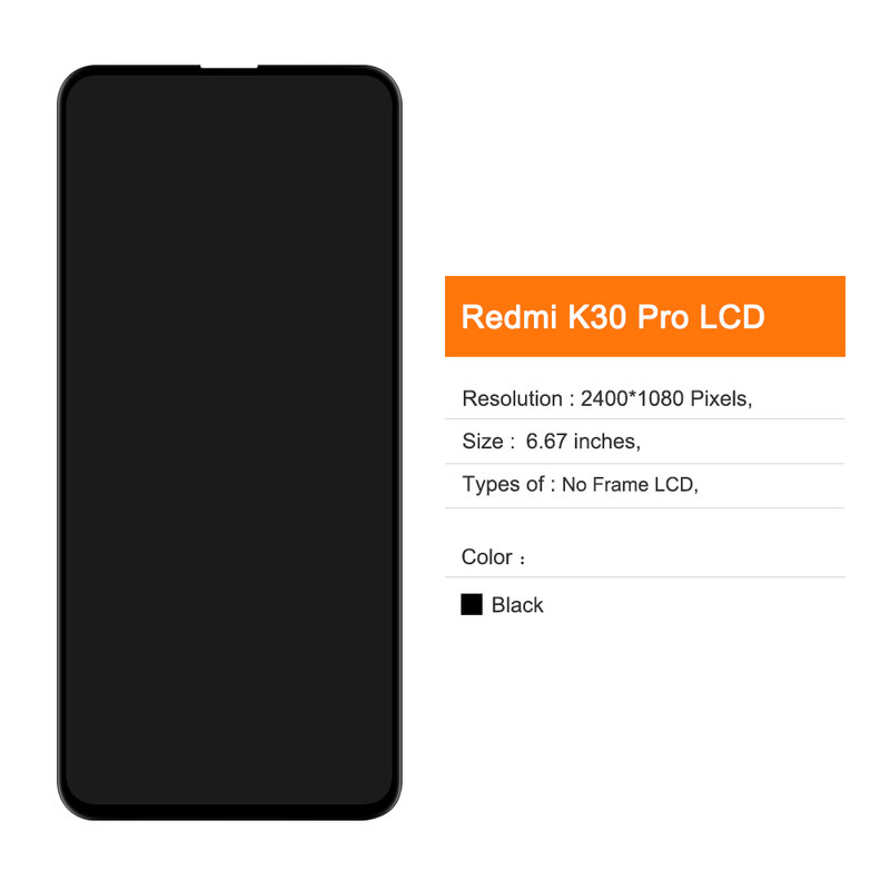Xiaomi Redmi k30 pro,poco f2 pro,6.67インチ,m2004j11用のタッチパネル付き交換用スクリーン