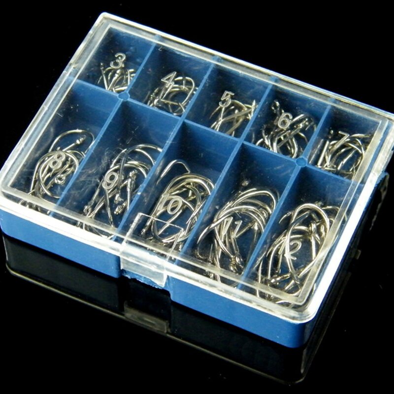 With Ring Fish Hook 100 Pieces Carbon Steel Fly Hook Fishing Accessories Fly Rope Fishing Hook Kit Iseini Tube