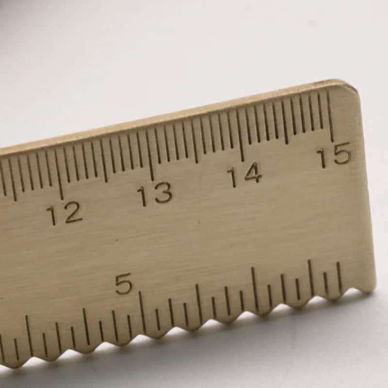 수학 눈금자 톱니 모양의 직선 눈금자 빈티지 금속 구리 책갈피 두께 구리 눈금자 금 황동 측정 도구 포함, 15cm