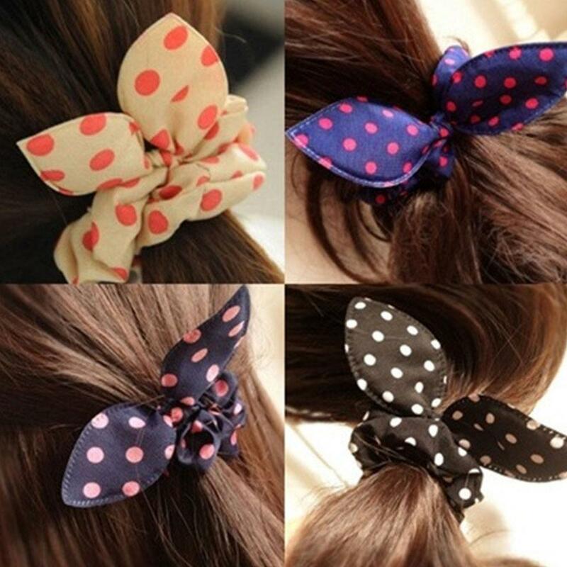 1pcs Colour Random Cute Rabbit Ear Hair Bands Girl Rubber Elastic Hair Rope Headwear Korean Children Hair Accessories Ornaments