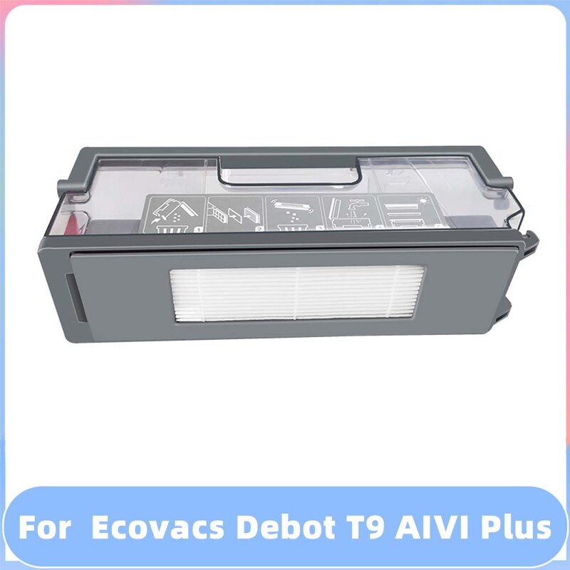 Untuk Ecovacs Debot T9 Aivi Plus / T9 AIVI tas debu utama bagian sisi sikat Hepa Filter pel kain lap tempat sampah pengganti kotak debu