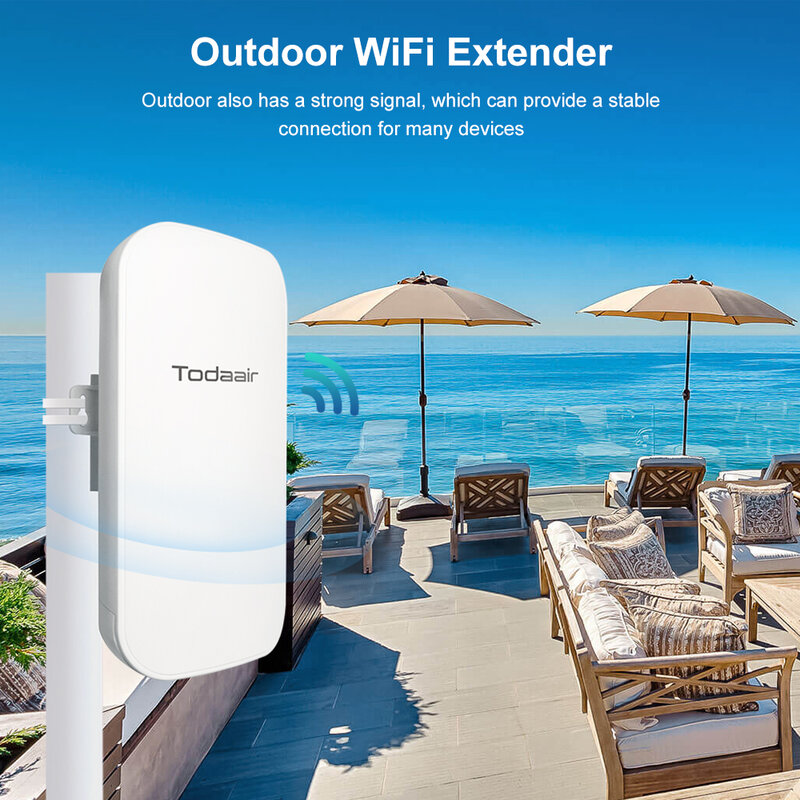 Уличный расширитель Wi-Fi | Двухдиапазонный | Защита от атмосферных воздействий IP65 | Диапазон передачи до 280 футов | До 4х больше полосы пропускания, чем однодиапазонный