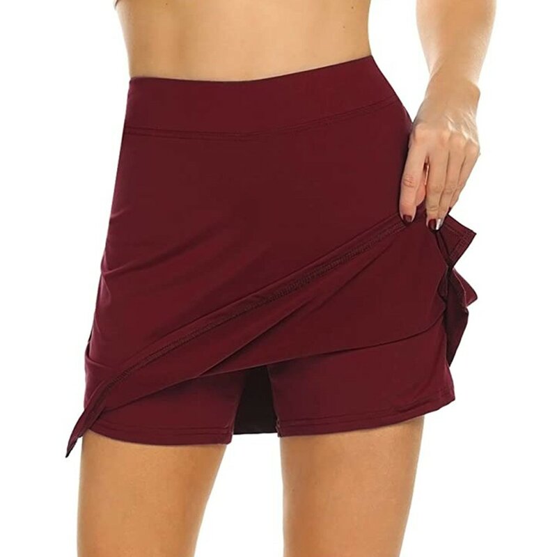 Minifalda para mujer de Color liso, Falda corta ligera para correr, tenis, deporte, 2024