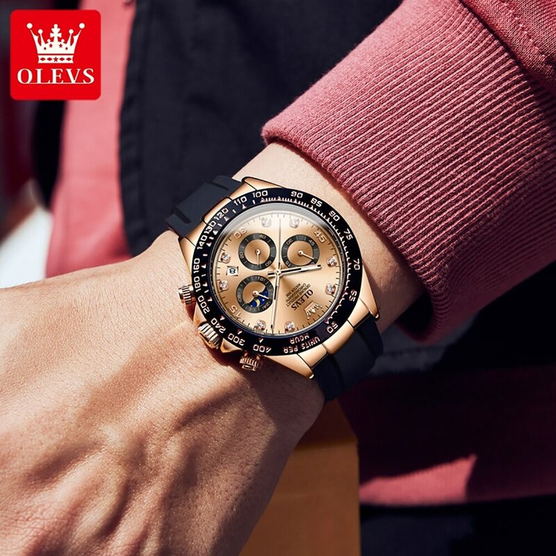 OLEVS 남성용 럭셔리 쿼츠 시계, 방수 야광 탑 브랜드 시계, 날짜 크로노그래프 스포츠 손목시계