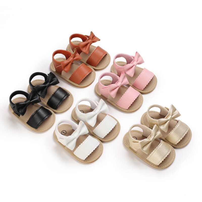 Sandalias de verano para bebé, zapatos de tela antideslizantes, suaves, transpirables, de princesa, para primeros pasos
