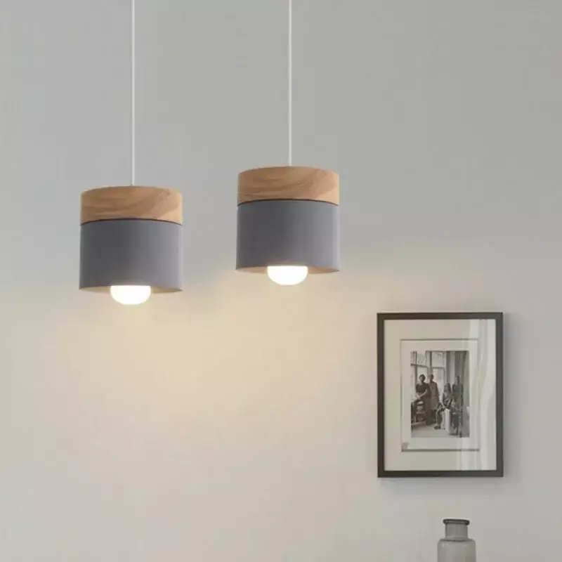 Macaron-luz de hierro forjado moderna para pasillo, lámpara nórdica creativa para restaurante, lámpara de un solo cabezal, blanca y gris, pequeña mesita de noche para dormitorio