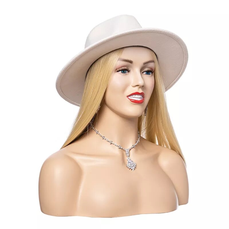 Cabeza de maniquí con hombro para exhibición de sombreros, cabeza de maniquí femenina con hombro para exhibición de maquillaje de joyas de peluca, H12