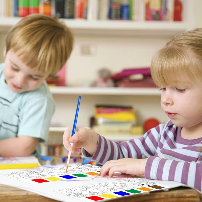 Libro de pintura de acuarela, libro de pintura de acuarela con 12 páginas y papel de bolígrafo, juguete de aprendizaje preescolar Montessori multifuncional