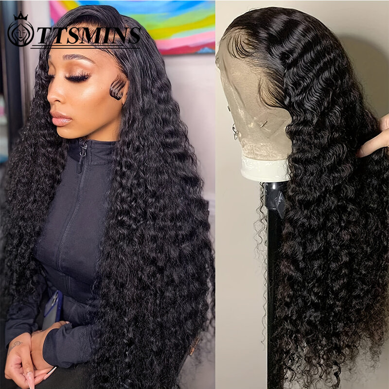 Wholesale Deep Wave Lace Front Wigs Human Hair Pre Plucked HD Transparent Lace Frontal Wigs Human Hair Glueless Wigs Deep Curly