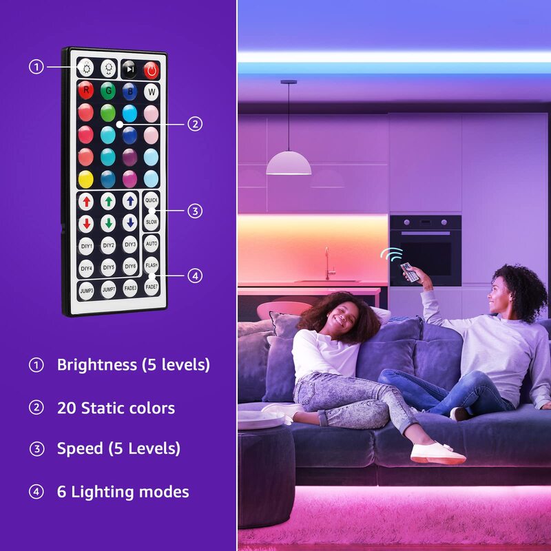 LED Strip Lights para decoração do quarto, LED Neon Lights, TV Backlight, Bluetooth, Fita LED RGB, 1m, 2m, 3m, 4m, 5m, 10m, 15m, 20m, 30m, SMD5050