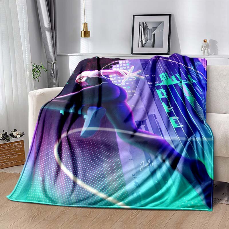 6 Sizes Warm Soft Marvel Spider Gwen Woman Print Blanket Fluffy Kids and Adults Sofa Plush Bedspread Throw Blanket for Sofa Bed