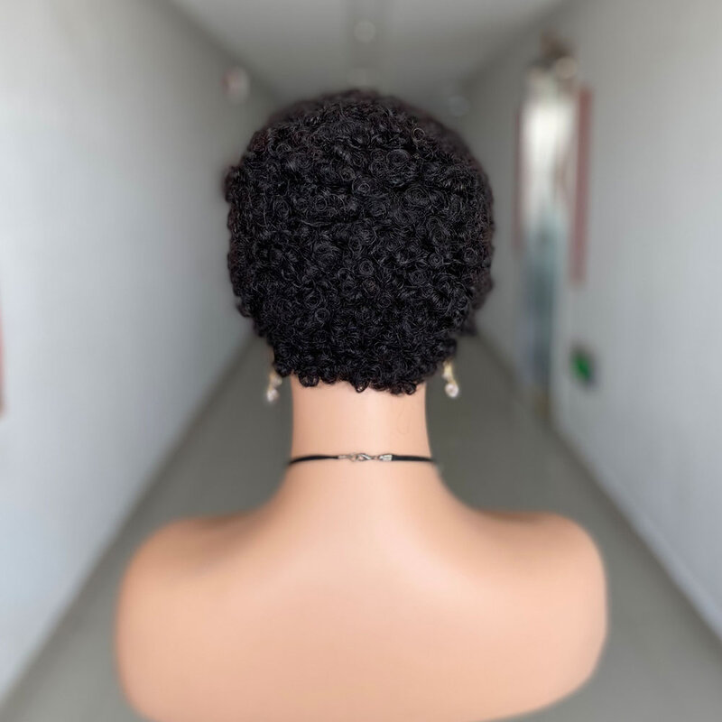 Korte Pixie Cut Pruik Braziliaanse Kinky Krullend Menselijk Haar Pruik Volledige Machine Pruiken Remy Haar Voor Zwarte Vrouwen Krullend Menselijk haar Pruiken