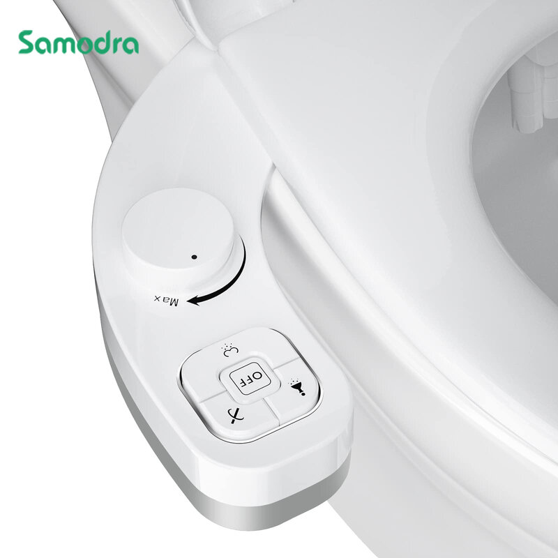 SAMODRA Bidet non électrique - Double buse autonettoyante (lavage avant et arrière) Bidet d'eau douce Fixation pour siège de toilette