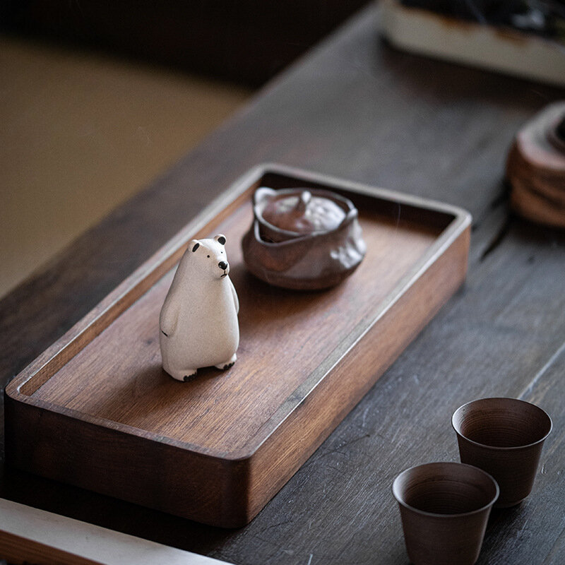 زينة شاي أرجواني مصنوعة يدويًا من الرمل ، طين أبيض ، غطاء شاي دب لطيف ، حامل إبداعي ، إكسسوارات شاي