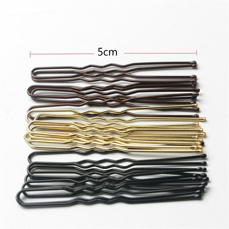 Jepit rambut logam paduan 5/6/7cm, pin rambut bentuk U, alat penata rambut pengantin hitam 50 buah/tas