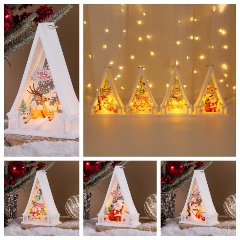 Lampu LED pohon Natal, lampu gantung pohon Natal, Lentera Natal portabel, lampu Santa Claus, manusia salju Retro, lampu Natal Tahun Baru