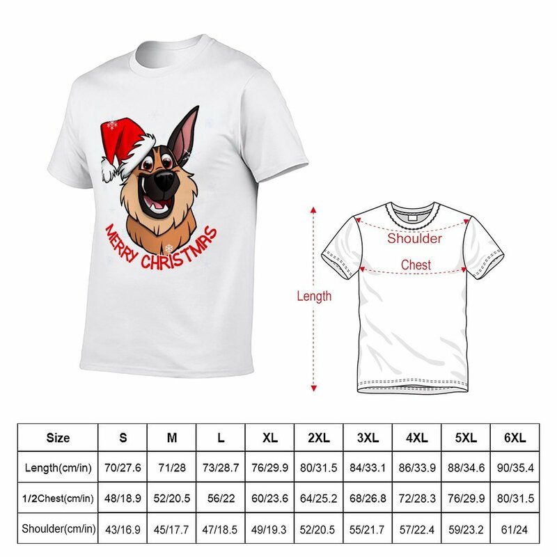 New Merry Christmas German Shepherd T-Shirt oversized t shirts Aesthetic clothing t shirt men