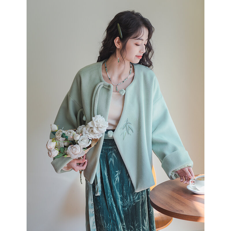 Новое китайское шерстяное пальто для женщин, новинка 2023, женская одежда в китайском республиканском стиле
