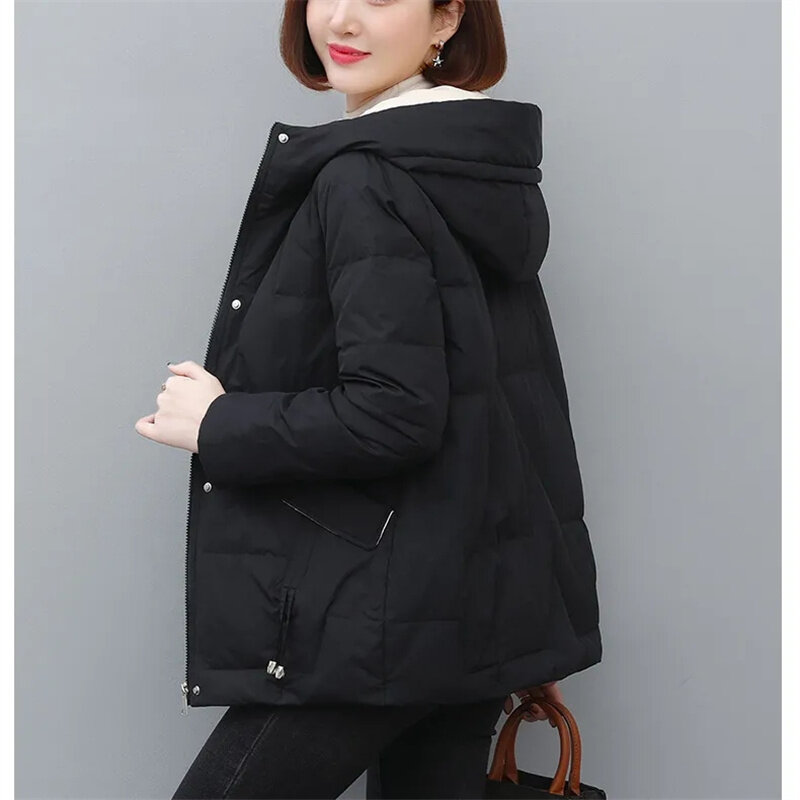 2023 New Winter Down Cotton Jacket donna cappotto imbottito con cappuccio femminile Solid Thicke Warm Puffer parka giacche Snow Wear Outwear