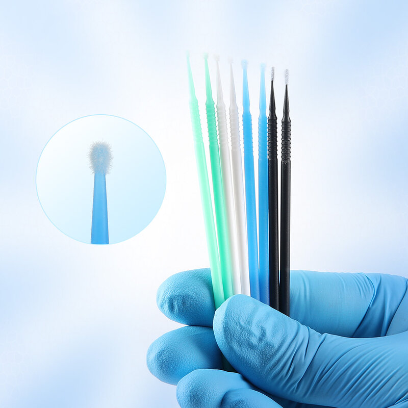 Microbrush dental descartável, 100pcs/balde, micro escova, pontas de limpeza, 1.2/1.5/2.0/2.5mm