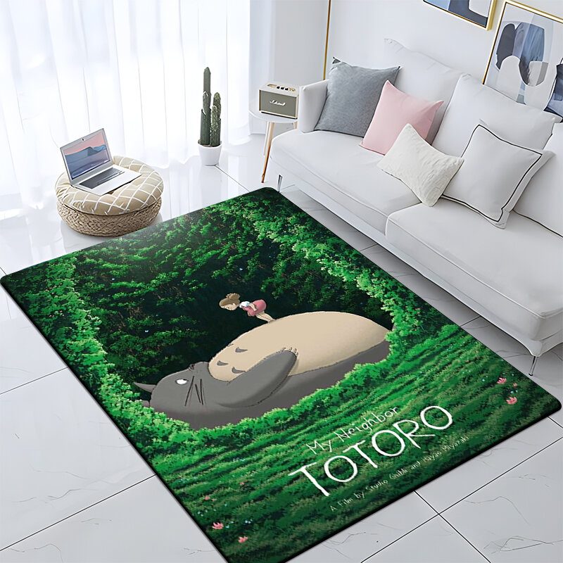 Tappeto con stampa Totoro per soggiorno, tappetino da gioco per la decorazione della stanza dei bambini, tappeto antiscivolo per bagno anime, tappetino per bagno