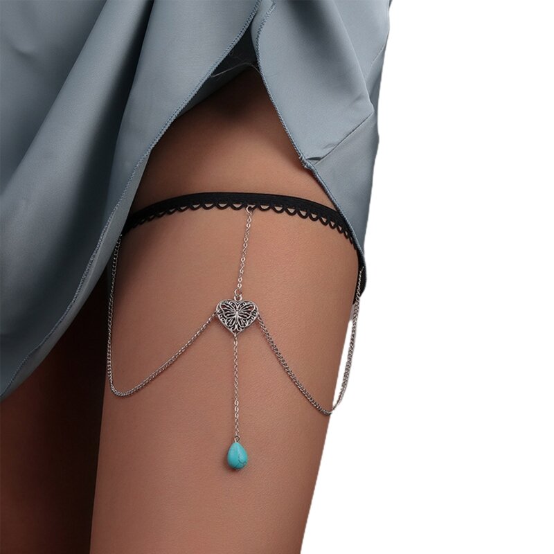 Girls Leg Chain Dangle Turquoises Thigh Chains for Butterfly Body Chain for Wome Dropship