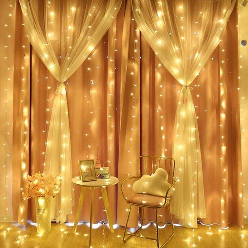 Guirxiété lumineuse USB pour décoration de vacances, rideau nickel é, guirxiété lumineuse, guirxiété lumineuse, Noël, nouvel an, lampe décorative, 3m x 2m