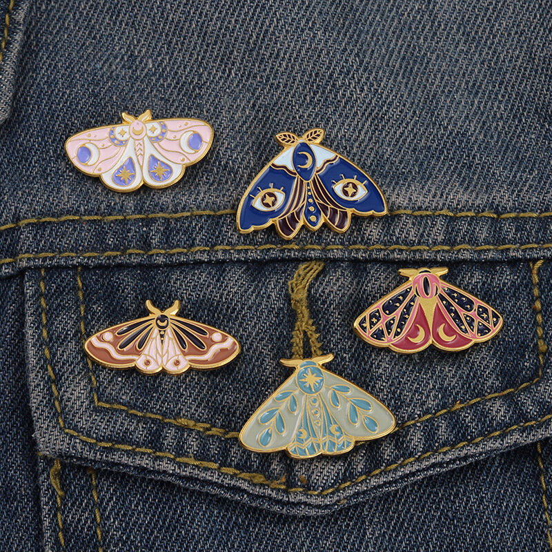 Broche de mariposa de polilla, Pin de Animal, insignia de insecto, alfileres de solapa