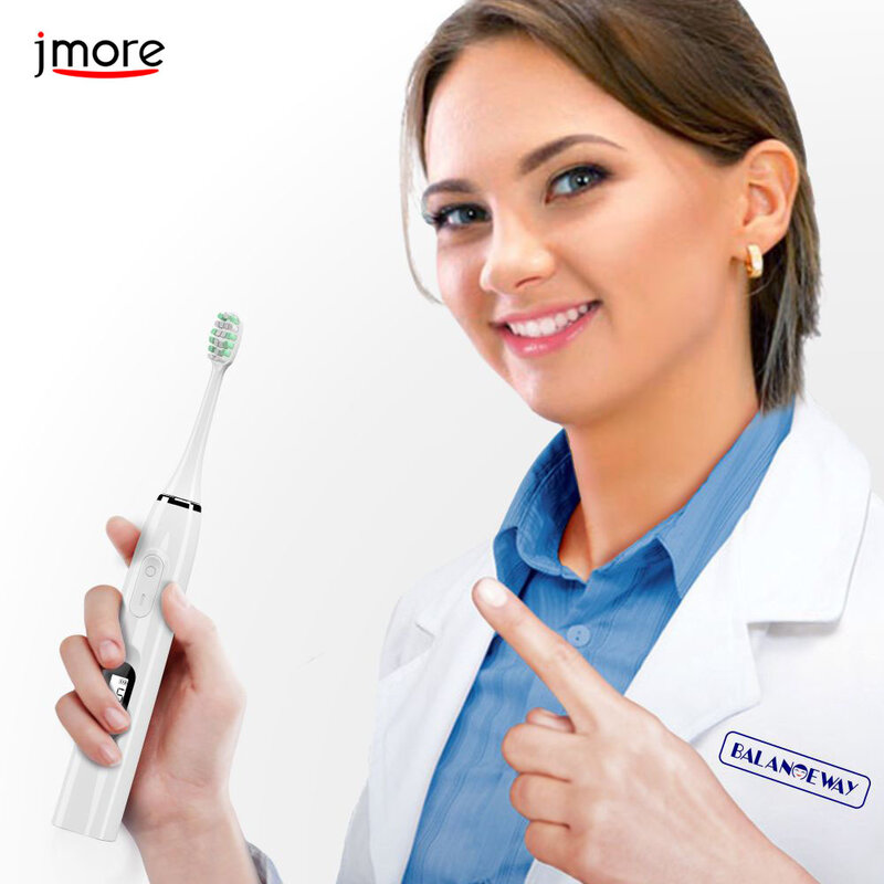 Jmore-Escova de Dentes Elétrica Sônica para Adultos, Ultra-som, Tipo C, Recarregável, IPX7, Lavável, 15 Modos, Clareamento, Clareamento, LCD, P5S